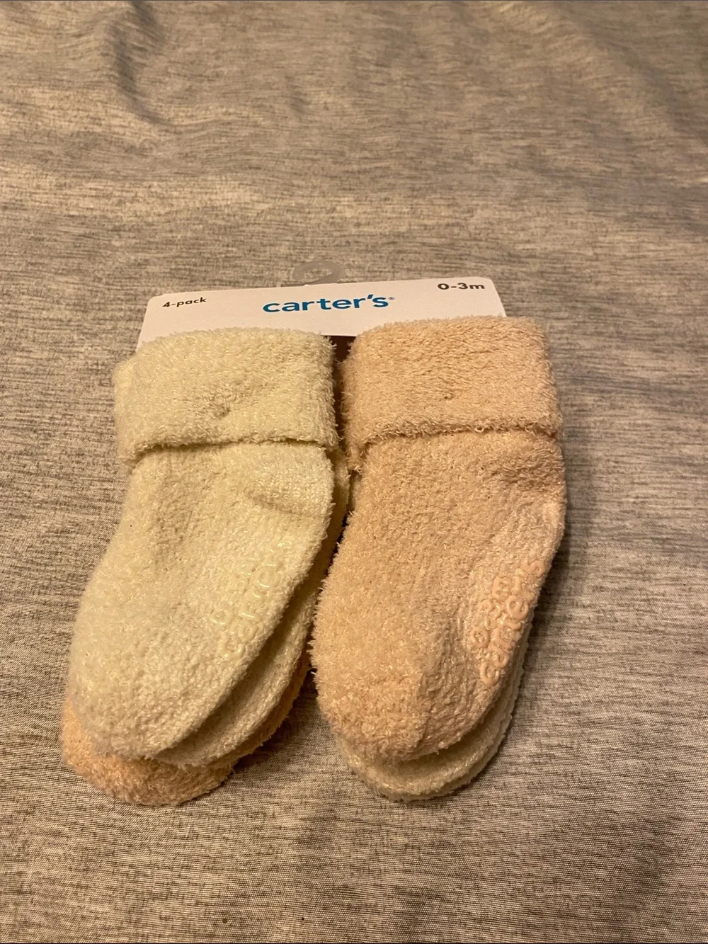 Carter's Cozy Chenille Off-White & Beige Baby Socks Sz 0-3 months NWT